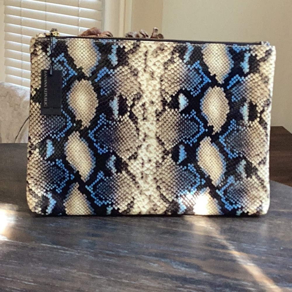 NWT Banana Republic Zip Top Python Print Pouch
